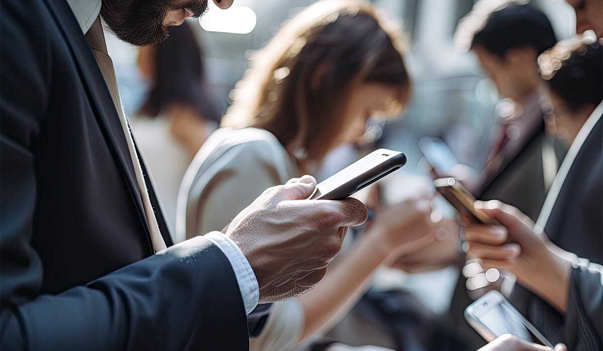 An image of people using their phones.